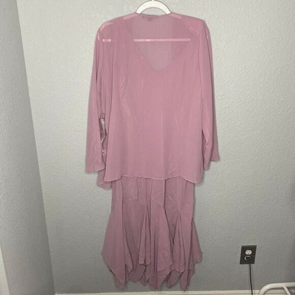 Roaman's Pink Sequin Handkerchief Hem Jacket Dress Set Size 18W - Picture 5 of 10